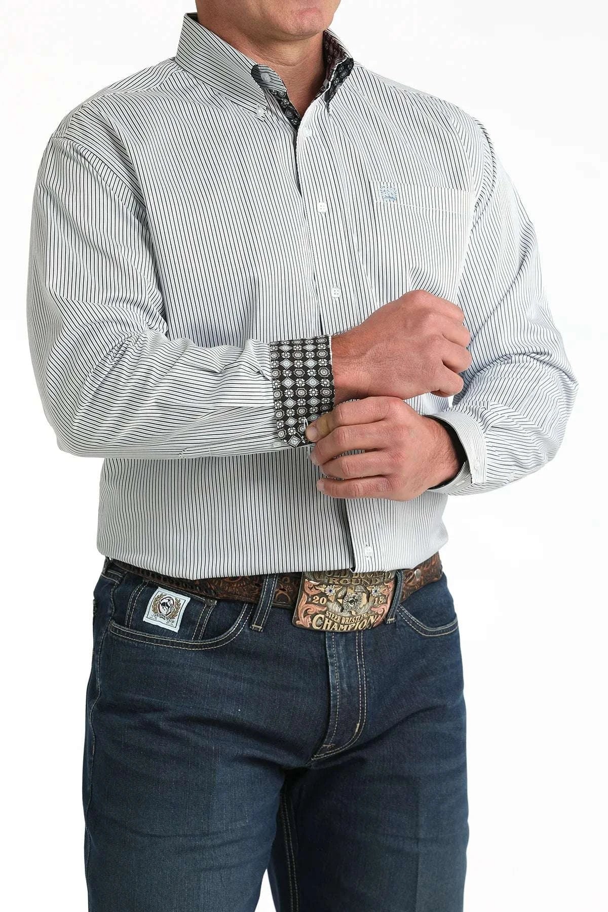 CINCH MEN LS SHIRT STRIPS -MTW1106003 Laherradurawwnc.com