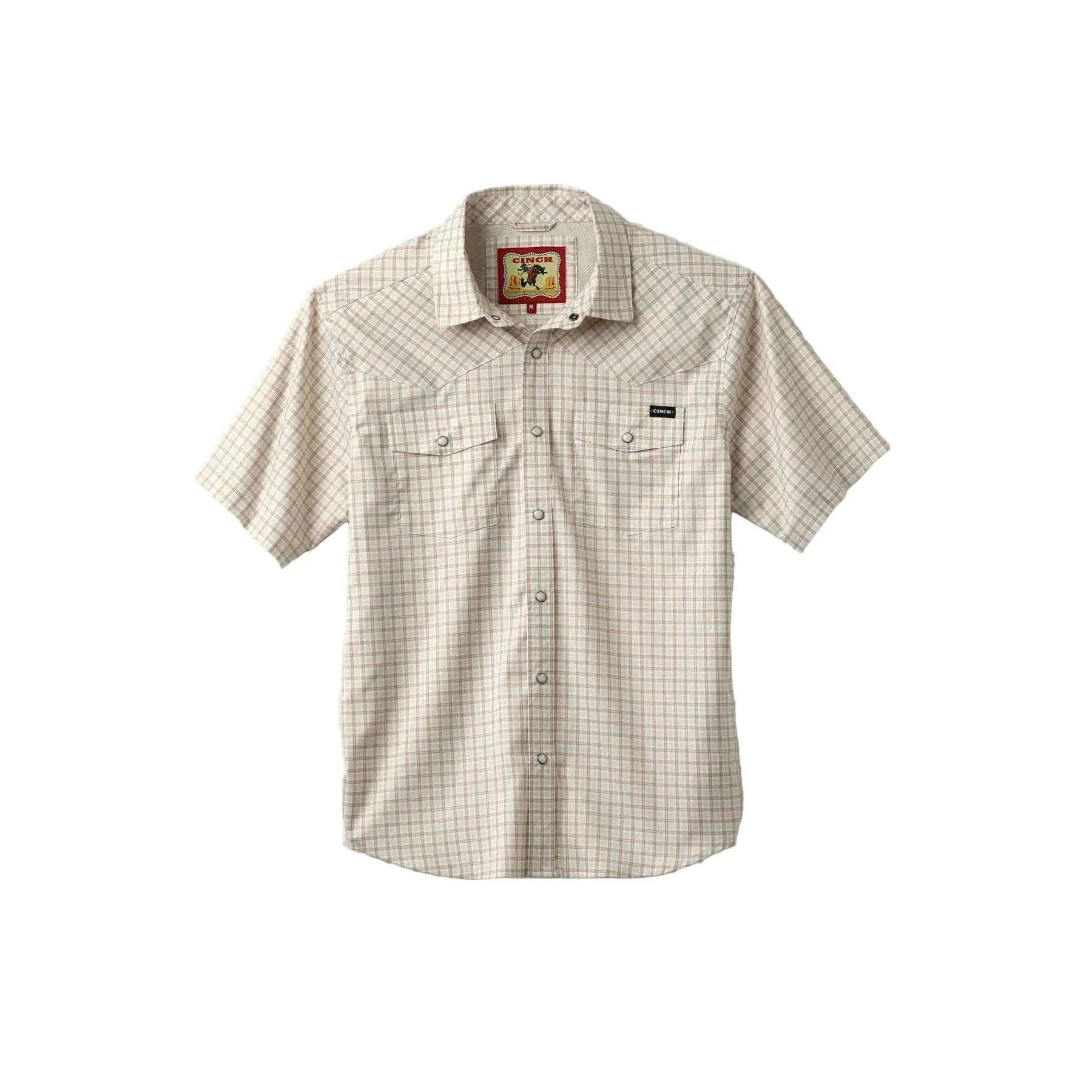 CINCH STRIPE YELLOW SHORT SLEEVE SHIRT-MTW1402012 Laherradurawwnc.com
