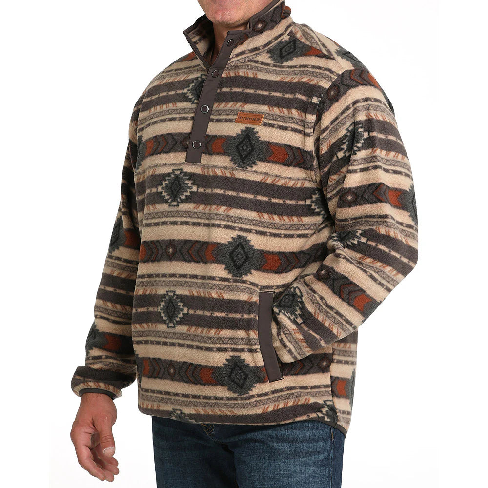 CINCH MENS JACKET POLAR FLEECE AZTEC-BROWN-MWK1514027