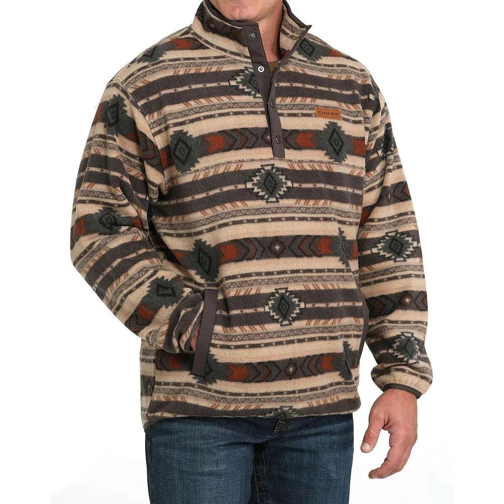 CINCH MENS JACKET POLAR FLEECE AZTEC-BROWN-MWK1514027 Laherradurawwnc.com