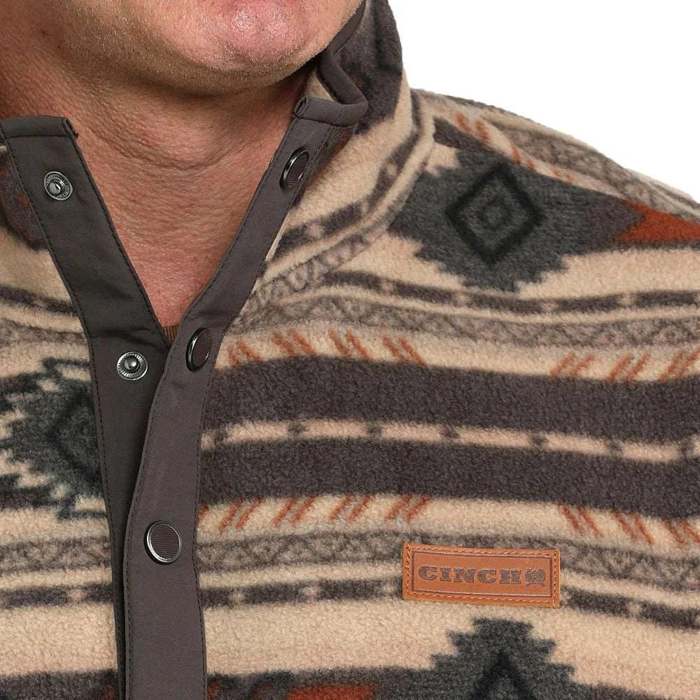 CINCH MENS JACKET POLAR FLEECE AZTEC-BROWN-MWK1514027 Laherradurawwnc.com