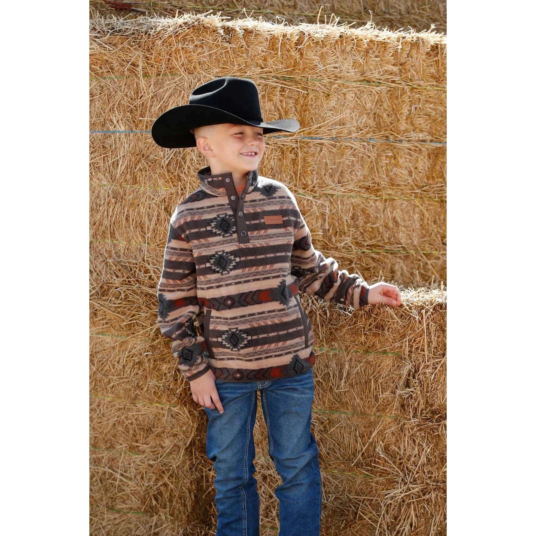CINCH BOYS POLAR FLEECE BROWN MWK7590020 Laherradurawwnc.com