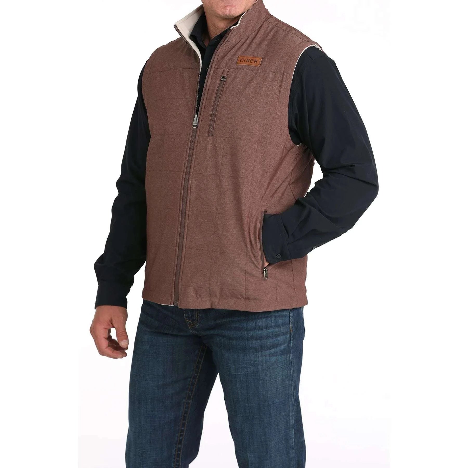 CINCH MENS VEST BROWN- MWV1926002 BUR Laherradurawwnc.com