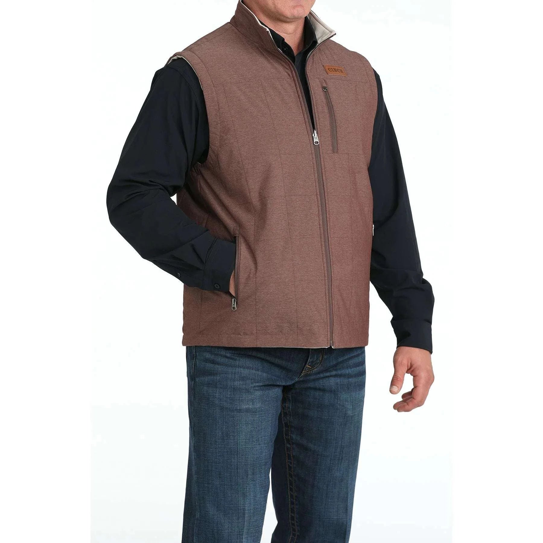 CINCH MENS VEST BROWN- MWV1926002 BUR Laherradurawwnc.com