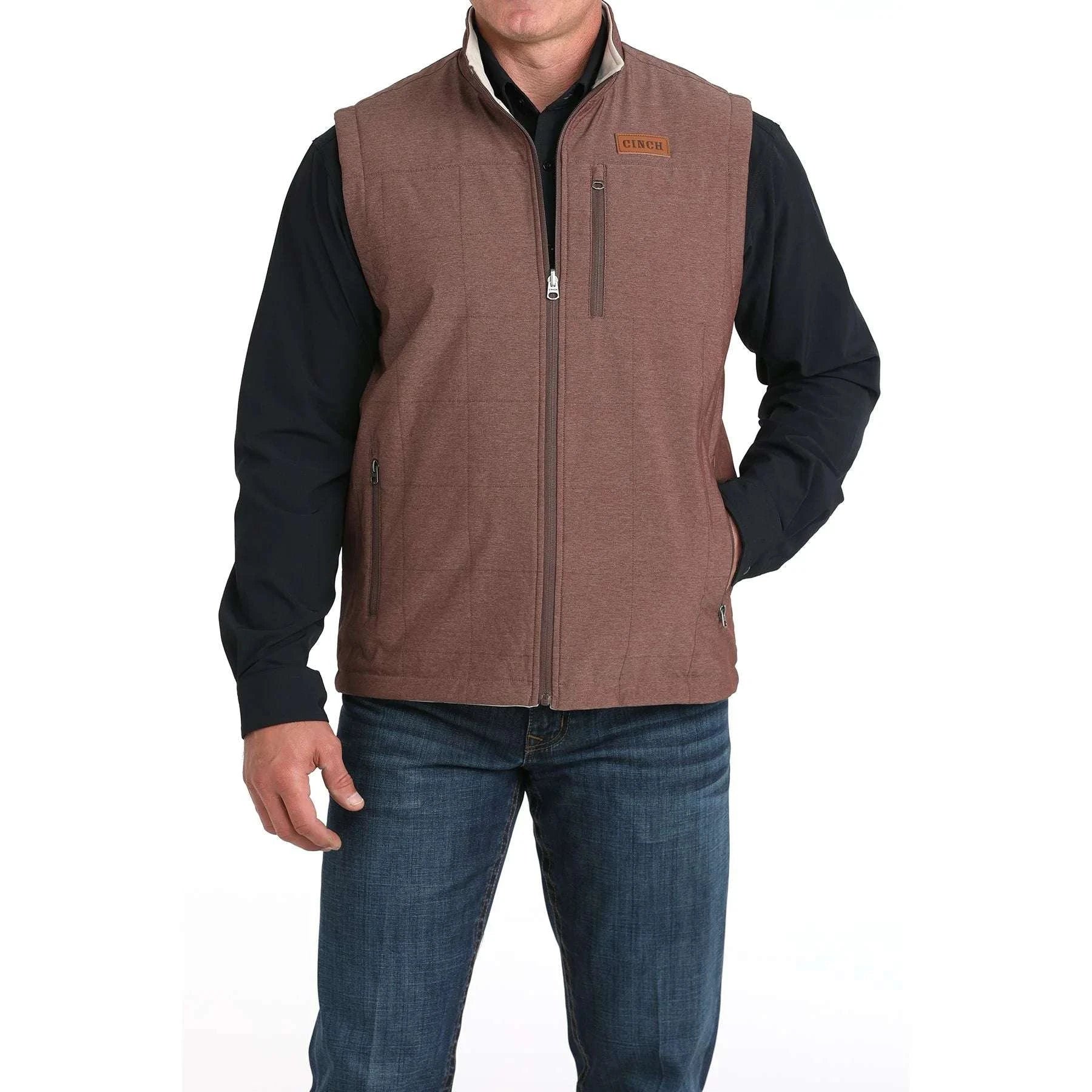 CINCH MENS VEST BROWN- MWV1926002 BUR Laherradurawwnc.com