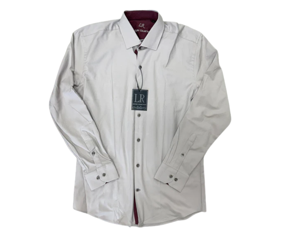 MENS MODERN FIT SOLID BEIGE DRESS SHIRT LR- 056