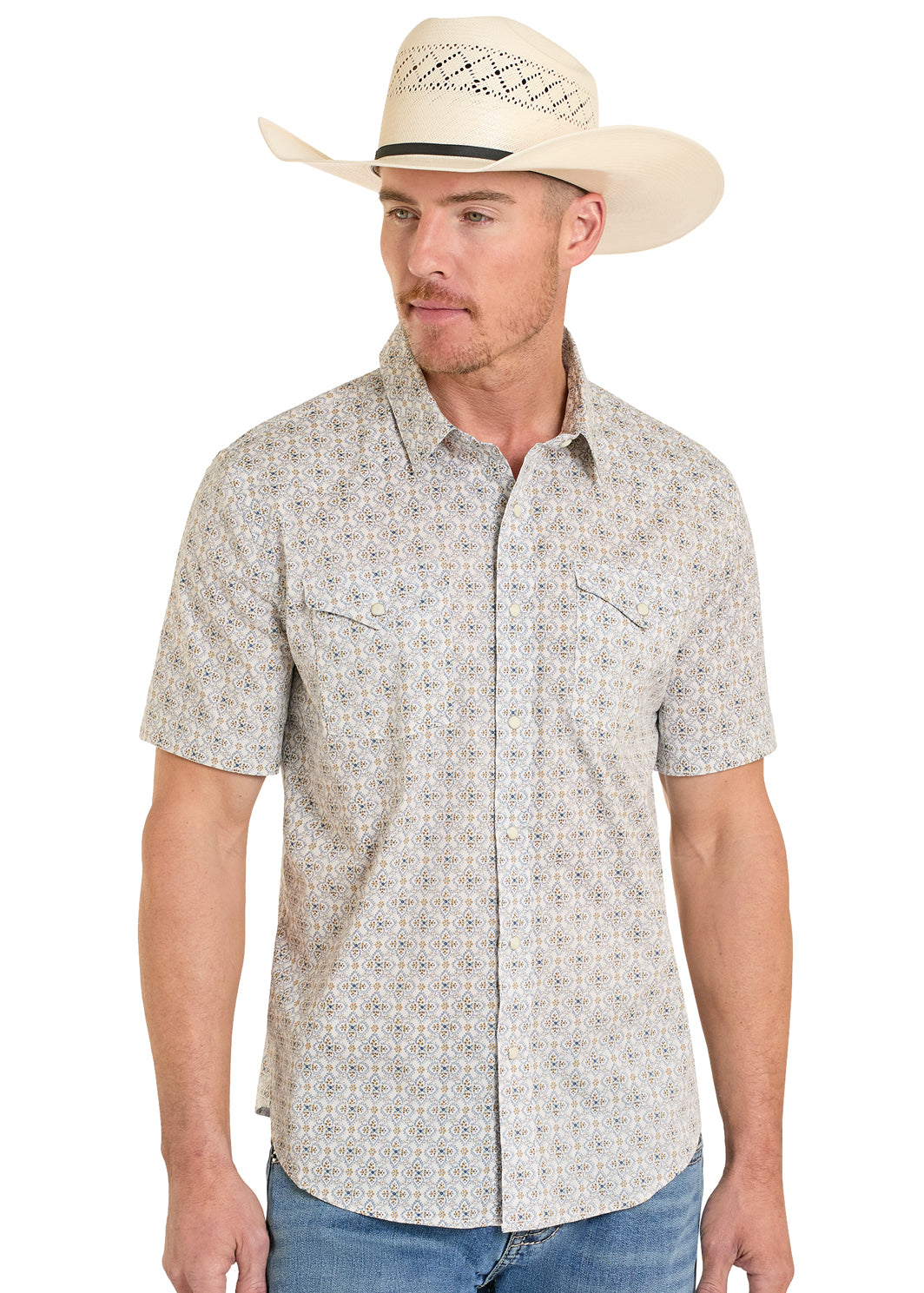 PANHANDLE SLIM TRUE WESTERN WEAR MENS SHIRT NATURAL- PMN3S08142