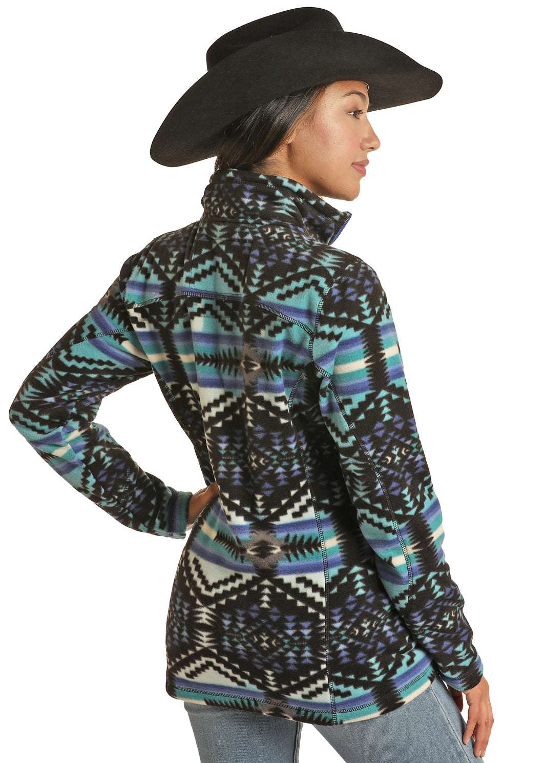 PANHANDLE WOMENS AZTEC FLEECE PULLOVER BLACK-PRWO91RZXV Laherradurawwnc.com