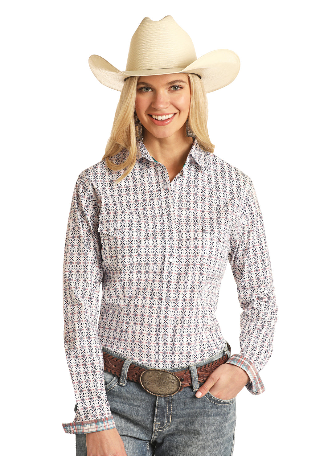 PANHANDLE WOMENS EGGSHELL LADIES LS SNAP R4S3284