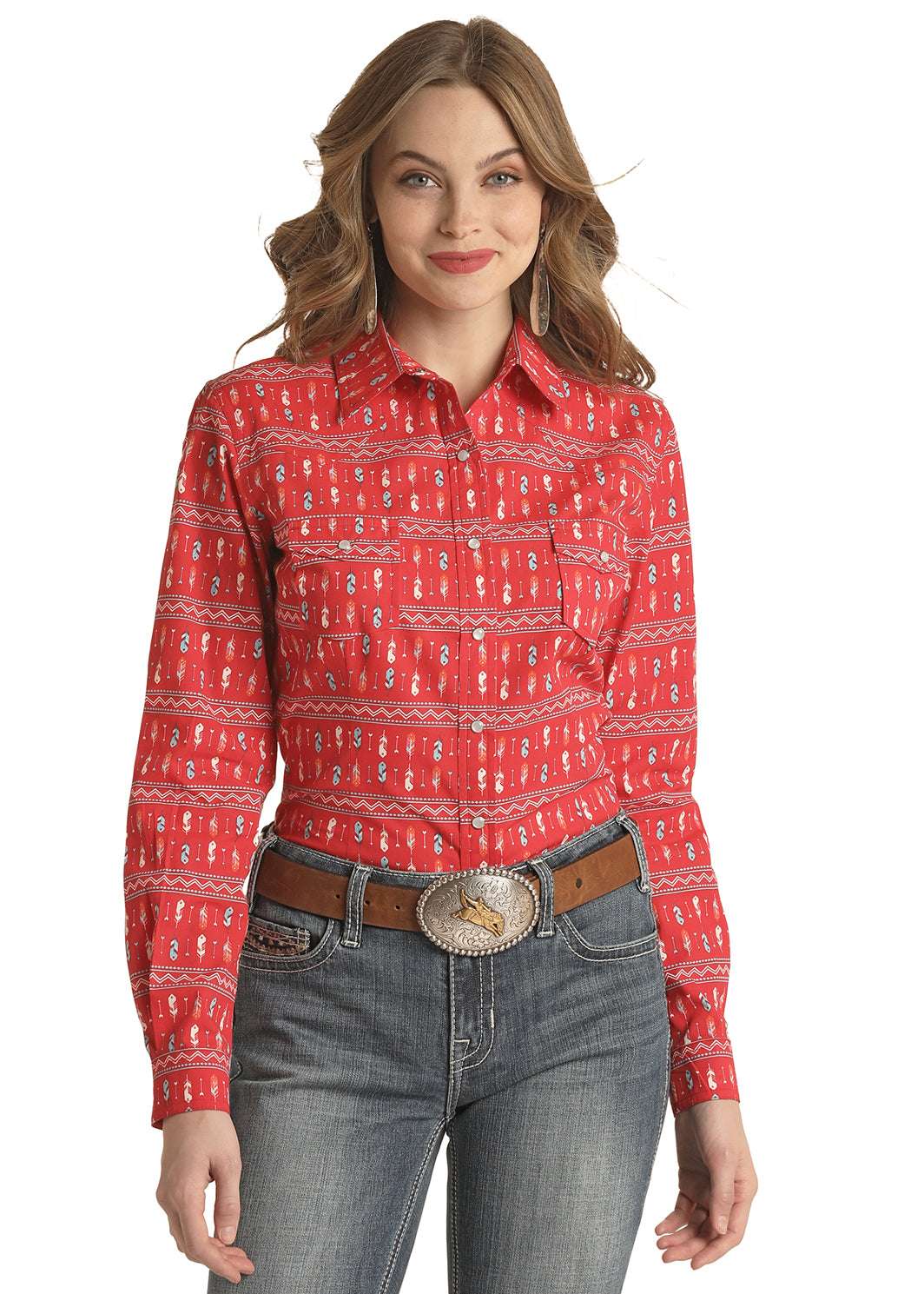 ROCK&ROLL WOMENS LONG SLEVE SHIRT RED RLWSOSR07Q Laherradurawwnc.com