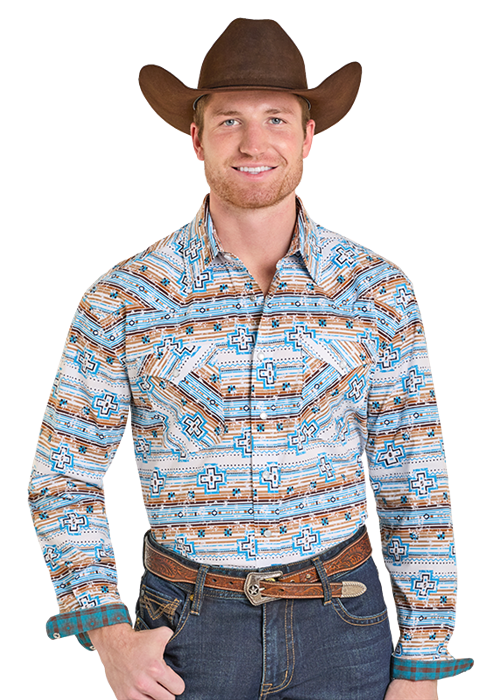 PANHANDLE MEN’S LS 2PKT SNAP PEACOCK RMN2S07593