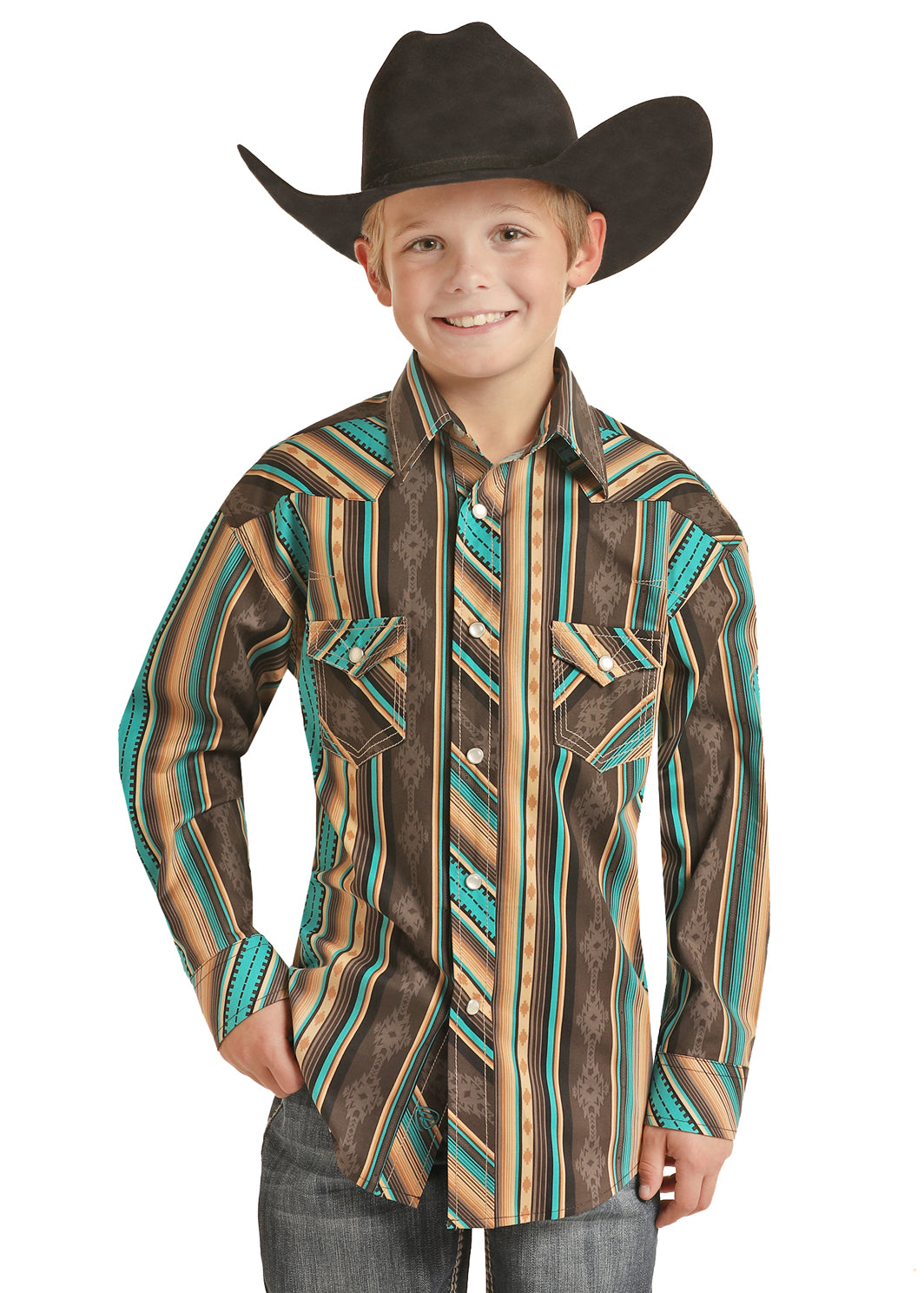 ROCK&ROLL SHIRT LONG SLEEVE BOYS AZTEC POPLIN PRINT RRBSOSRZ0U