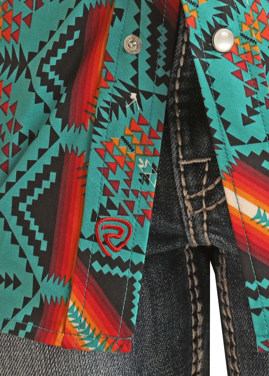 ROCK&ROLL KIDS BOYS AZTEC POPLIN PRINT TEAL RRBSOSRZ15