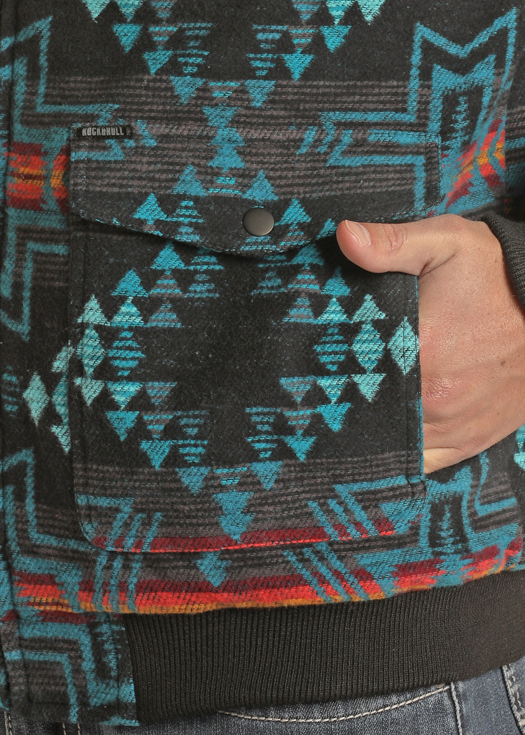 ROCK&ROLL COTTON AZTEC BOMBER COAT BLACK-RRMO92RZX4