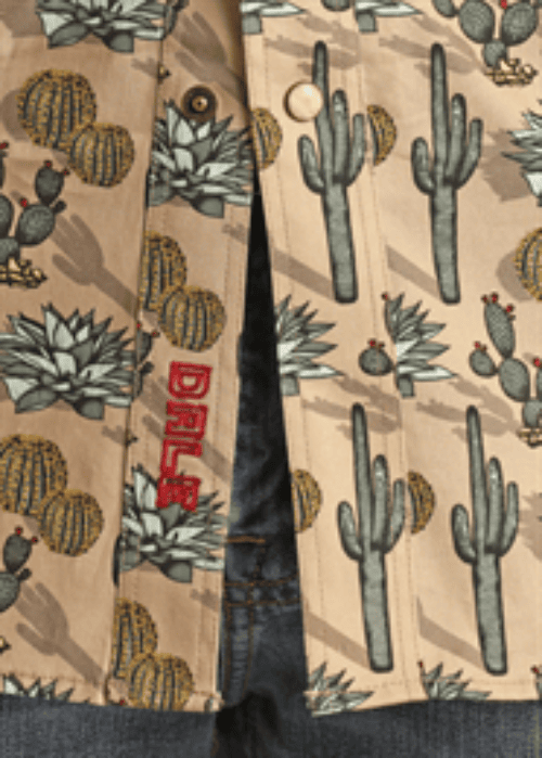 ROCK&ROLL TAN CACTUS PRINT SHORT SLEEVE SHIRT - RRMS1SR0RK Laherradurawwnc.com