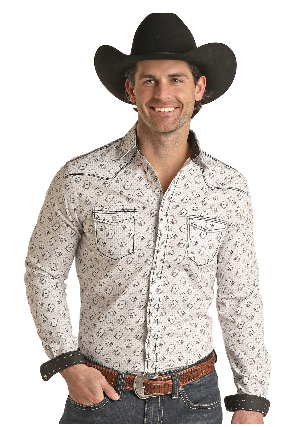 PANHANDLE MENS WHITE SLEEVE SHIRT- RSMS8SRYTS