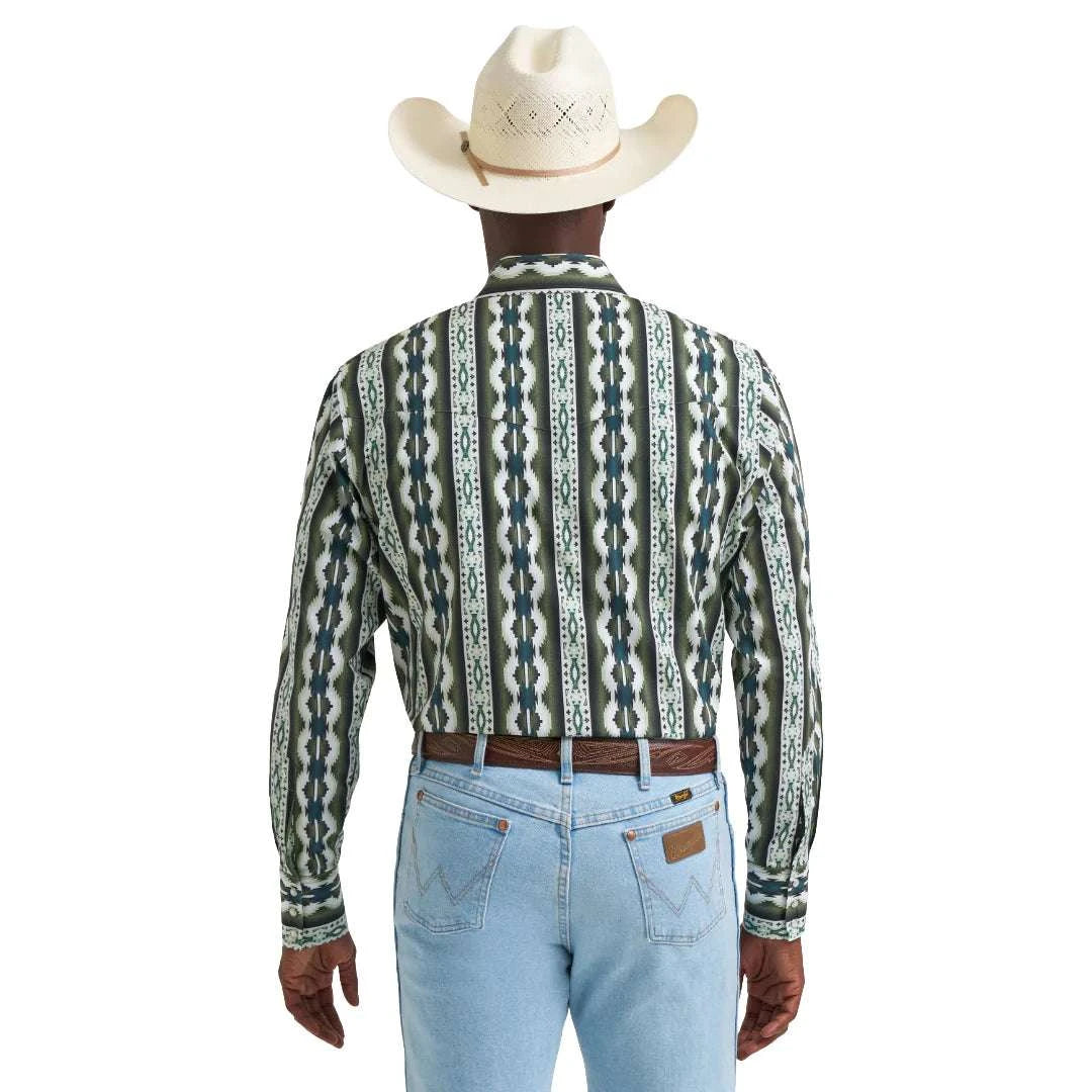MENS WRANGLER PEARL SNAP GREEN MULTICOLOR - 112379228 Laherradurawwnc.com