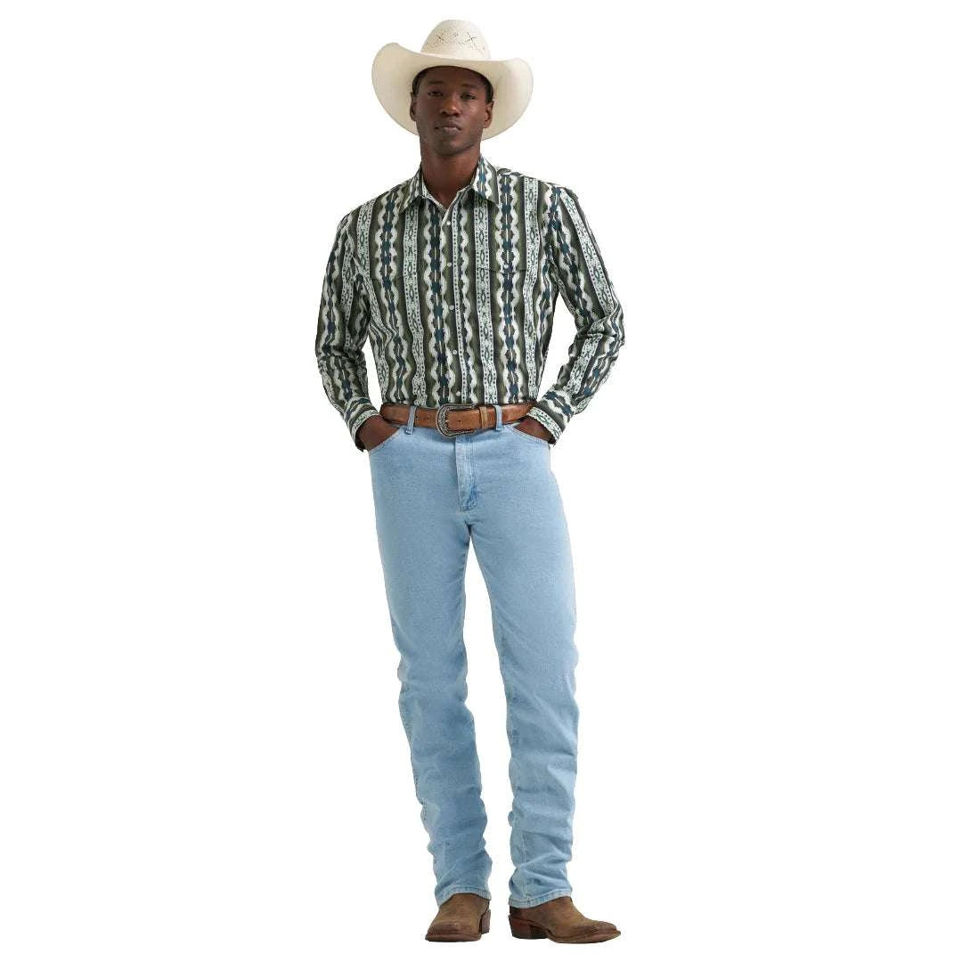 MENS WRANGLER PEARL SNAP GREEN MULTICOLOR - 112379228 Laherradurawwnc.com