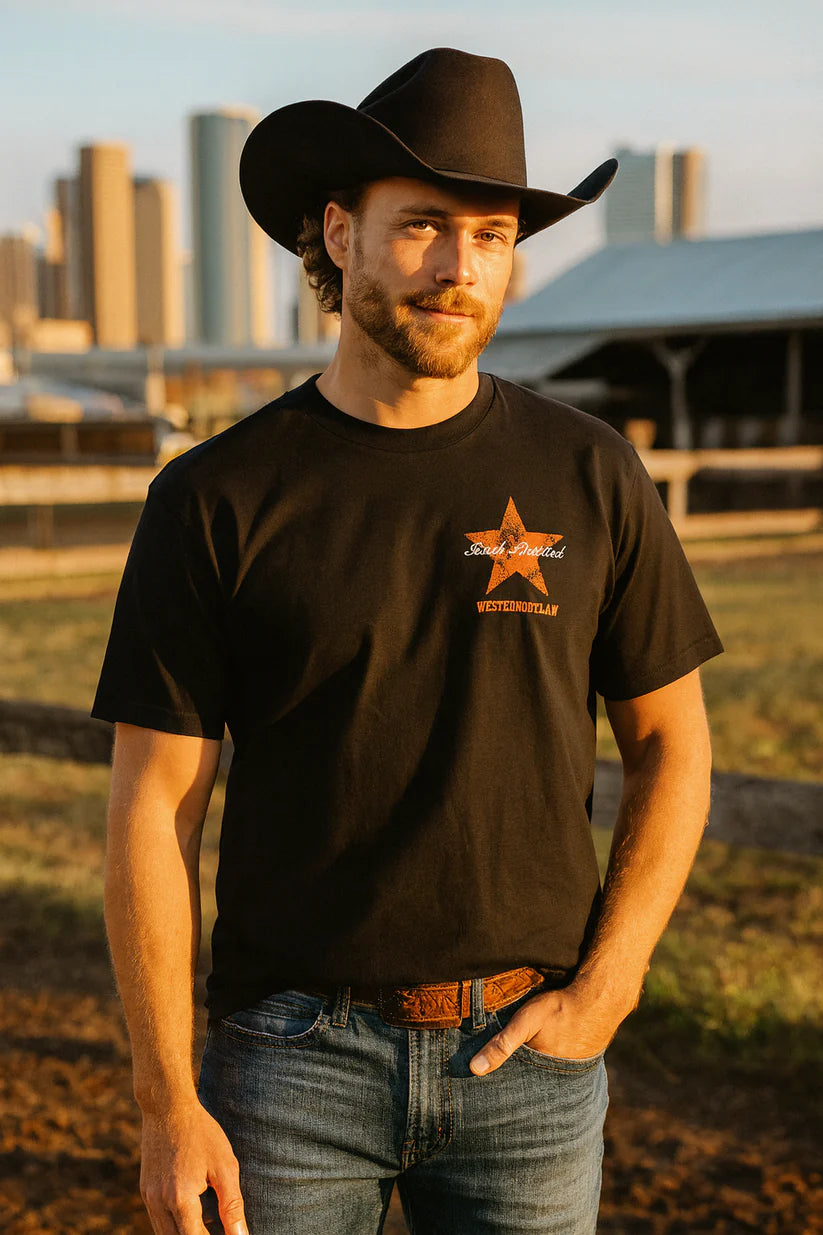 ROCK REVIVAL MEN T-SHIRT LOS ANGELES OUTLAWS BLACK-RRW10060