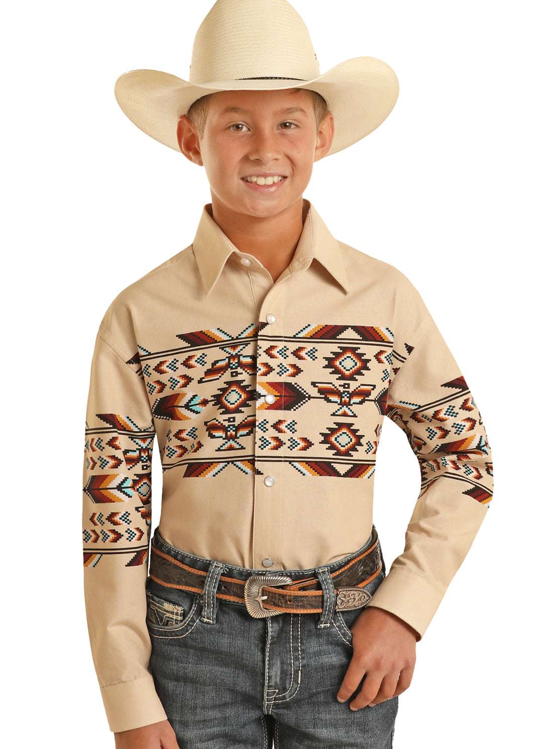 ROCK&ROLL TAN THUNDERBIRD LONG SLEEVE KIDS NATURAL - SBN2S03208 Laherradurawwnc.com
