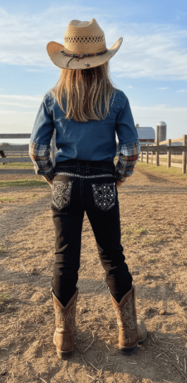 ANSWERME JEANS GIRLS YOUTH DENIM COLLECTION BOOTCUT BLACK A1123-PB-K Laherradurawwnc.com