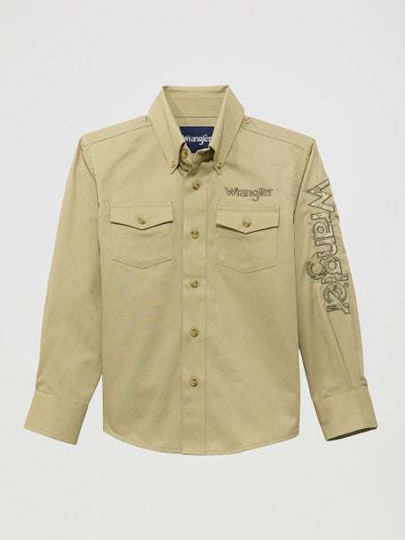 WRANGLER BOY'S CLASSIC FIT SHIRT BROWN 112374833 Laherradurawwnc.com