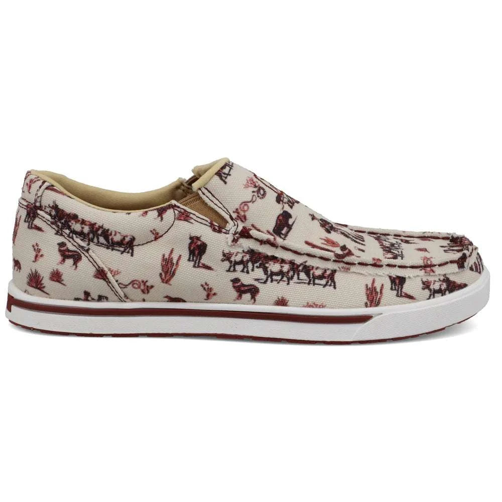 TWISTED X WOMEN SLIP ON KICKS MAROON & IVORY -WCA0073 Laherradurawwnc.com