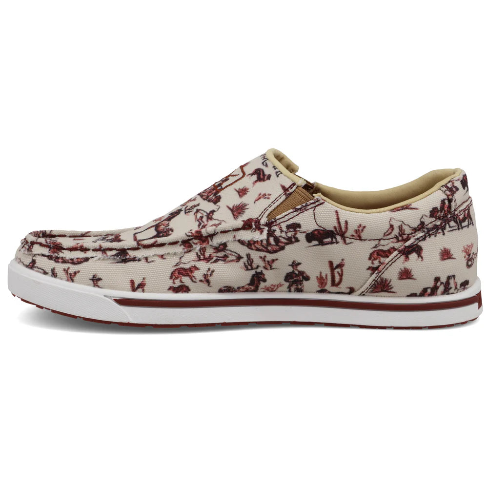 TWISTED X WOMEN SLIP ON KICKS MAROON & IVORY -WCA0073
