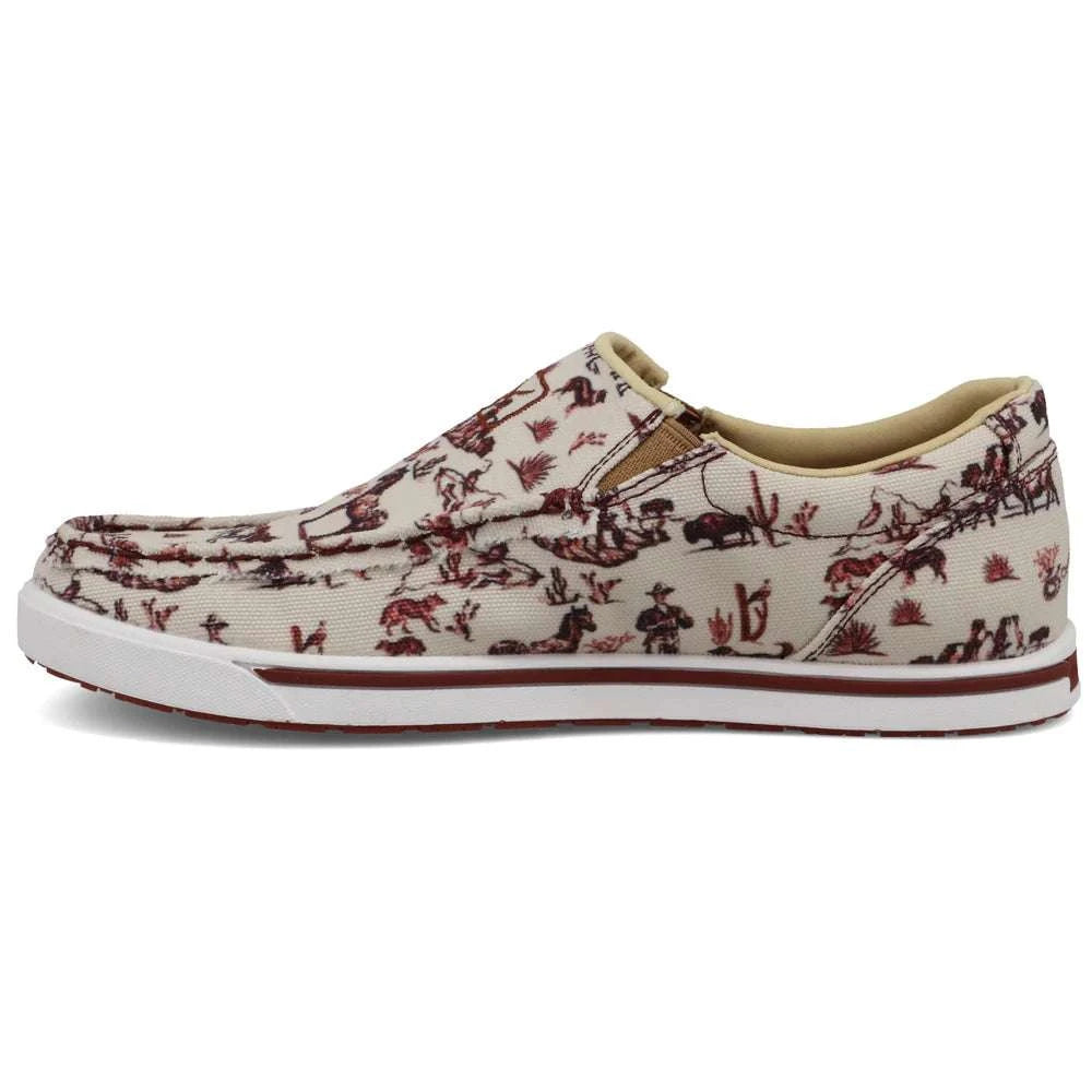 TWISTED X WOMEN SLIP ON KICKS MAROON & IVORY -WCA0073 Laherradurawwnc.com