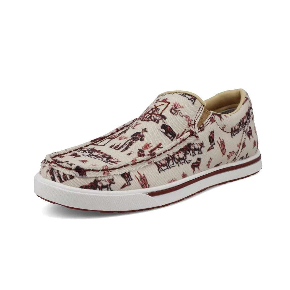 TWISTED X WOMEN SLIP ON KICKS MAROON & IVORY -WCA0073 Laherradurawwnc.com