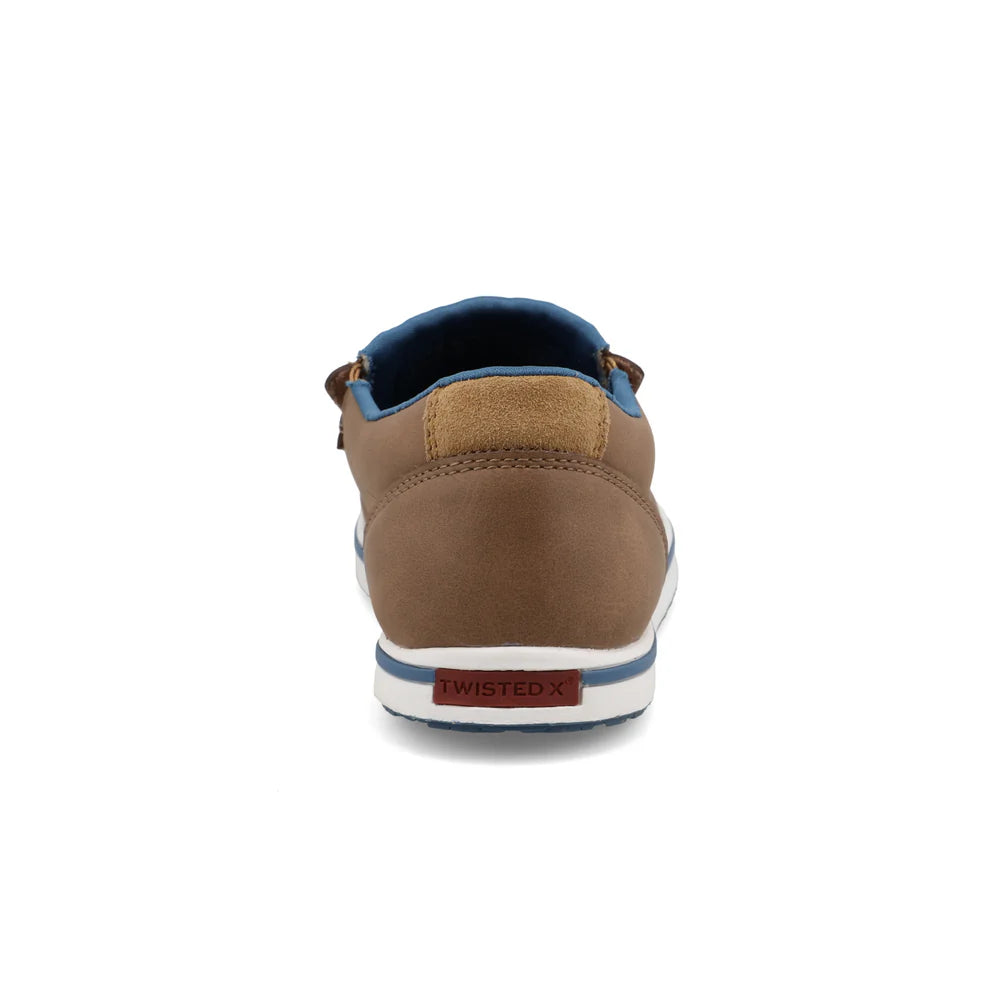 TWISTED X WOMENS SLIP ON KICKS TOASTED COCONUT & BLUE STEEL CASUAL SHOE WCA0083