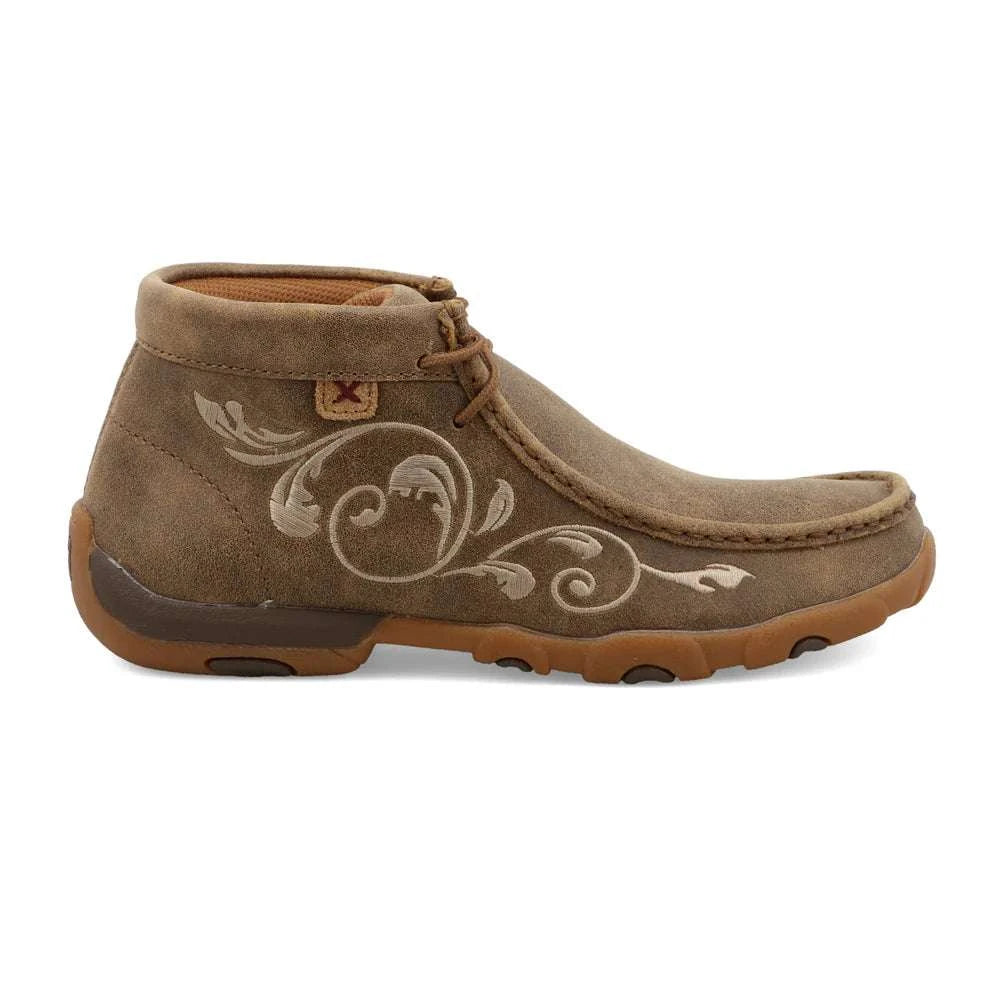 TWISTED X WOMENS DRIVING MOC BOMBER FLORAL WHITE CASUAL SHOE -WDM0041 Laherradurawwnc.com