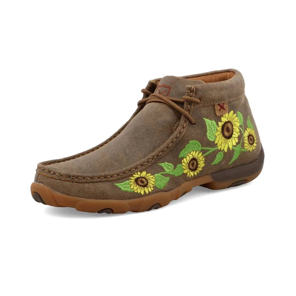 TWISTED X WOMENS CHUKKA DRIVING MOC BOMBER SUNFLOWER CASUAL SHOE -WDM0128 Laherradurawwnc.com