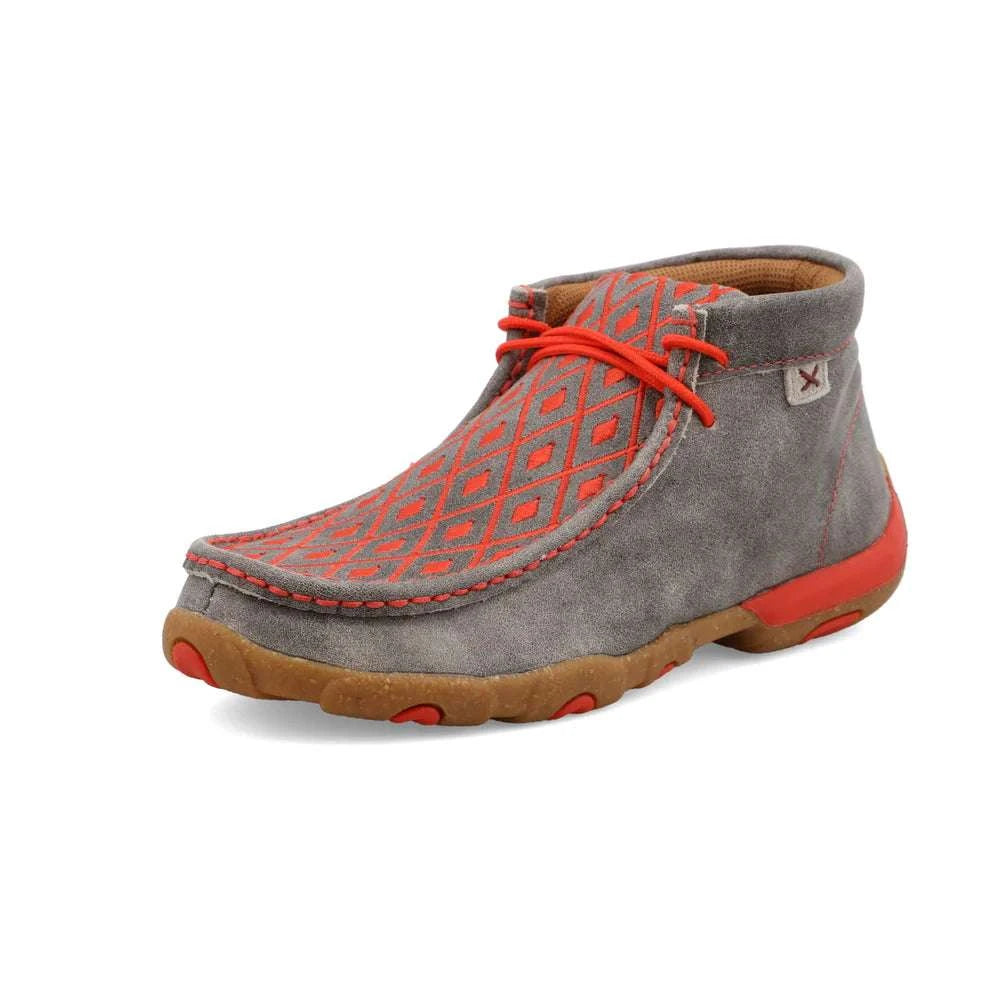 TWISTED X WOMEN CHUKKA DRIVING MOC GREY & GRENADINE CASUAL SHOE-WDM0147 Laherradurawwnc.com