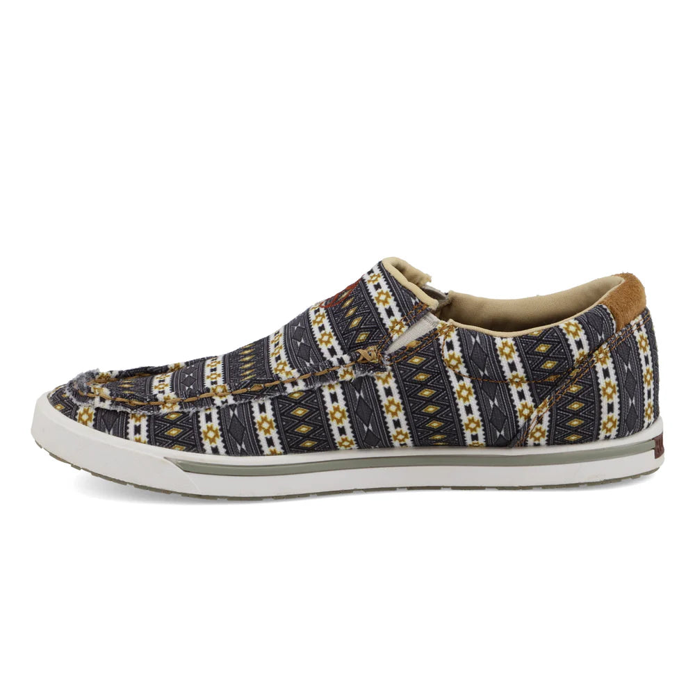 TWISTED X WOMEN HOOEY SLIP ON LOPER BLACK & YELLOW MULTI CASUAL SHOE -WHYC024