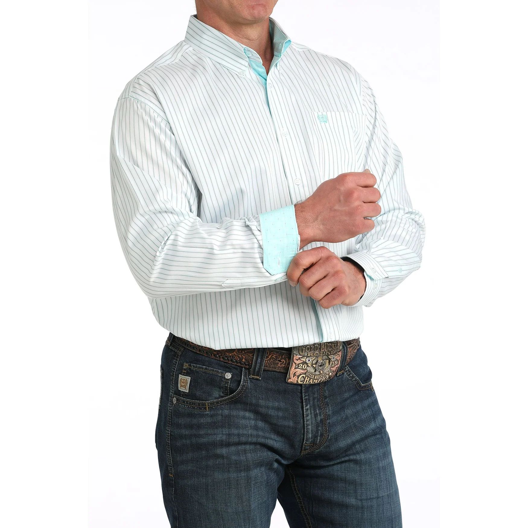 CINCH BLUE STRIPE LONG SLEEVE SHIRT -MTW1106061