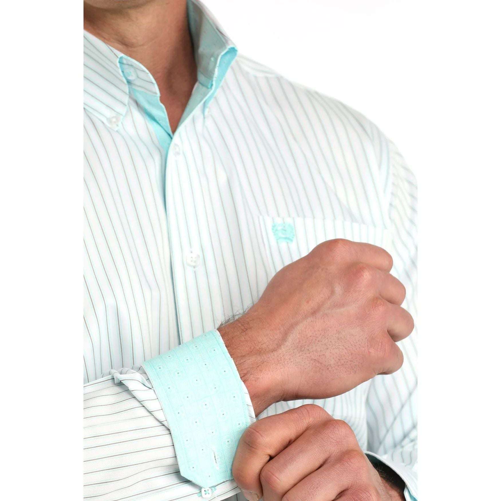 CINCH BLUE STRIPE LONG SLEEVE SHIRT -MTW1106061 Laherradurawwnc.com