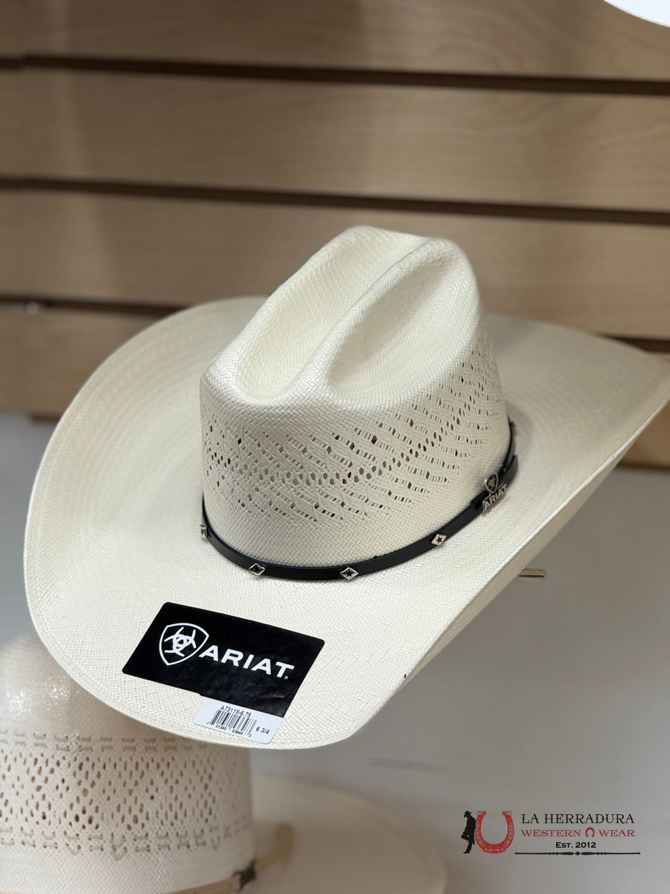A73118 ARIAT STRAW HAT MALBORO TOQUILLA NEGRO HERRAJE TEJANA