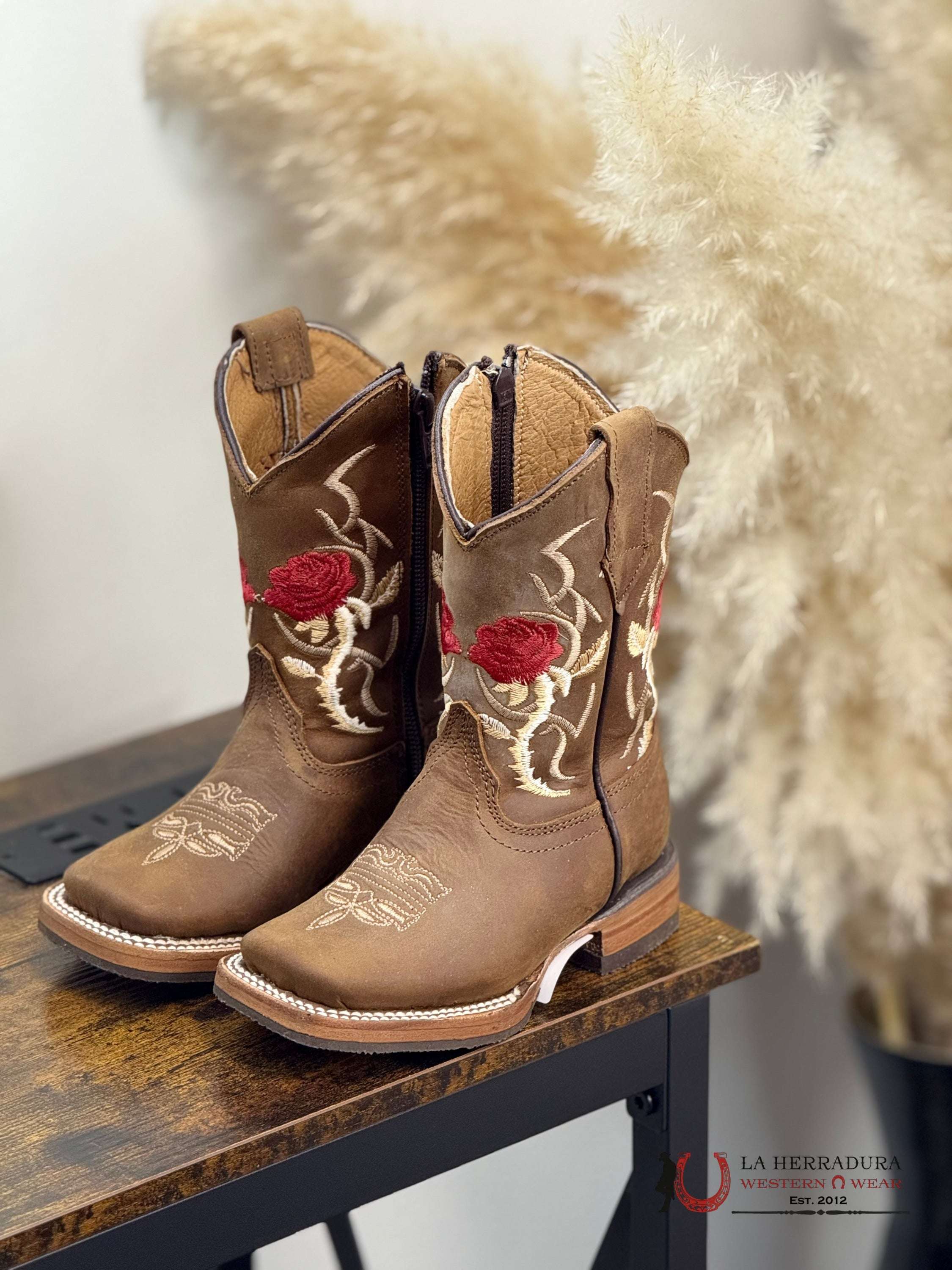 AGAVE KIDS BOOTS BROWN SWADE W ROSE INLAY NIÑOS