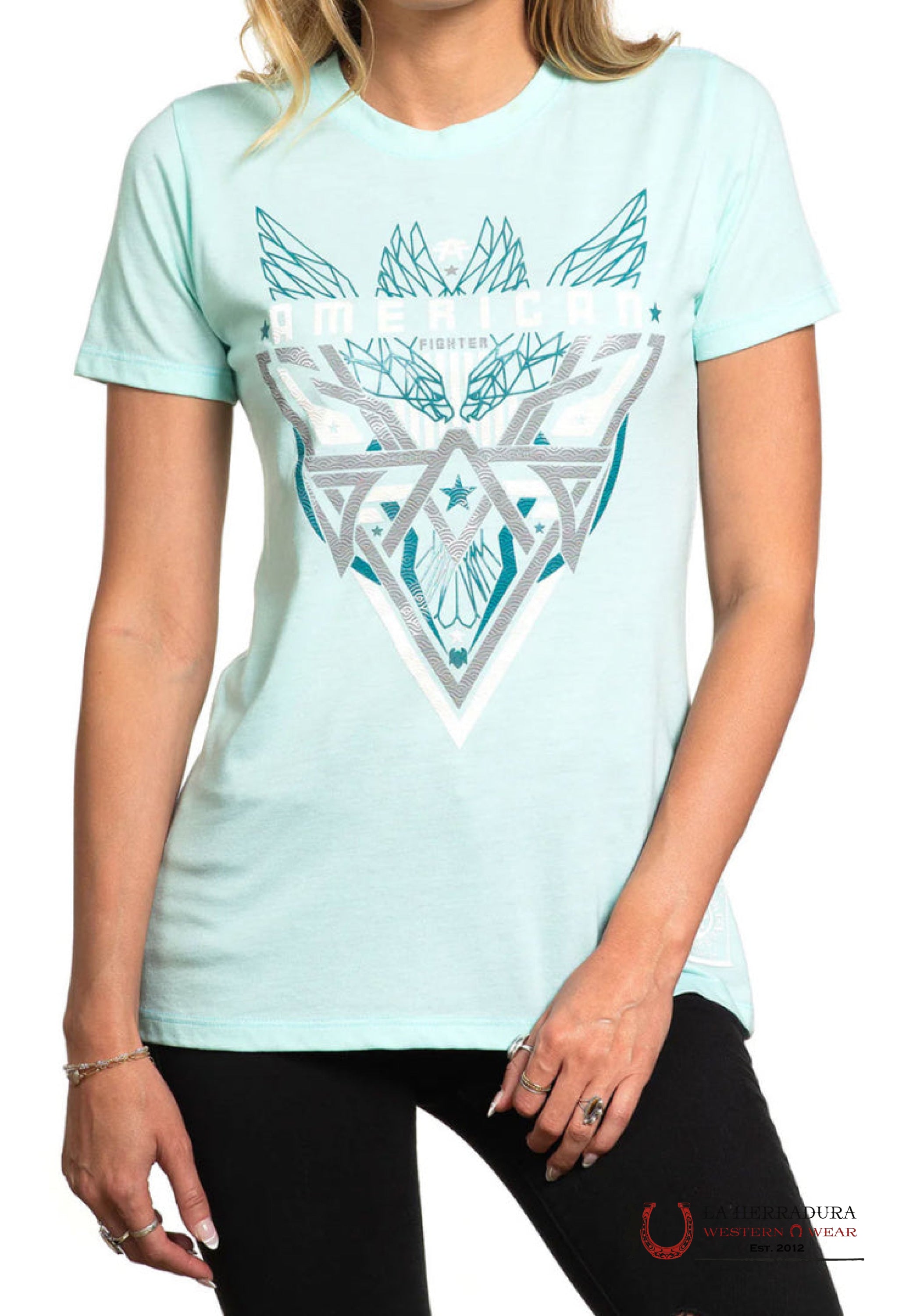 AMERICAN FIGHTER WOMEN T-SHIRT BABY BLUE CPRSTWN FW14234 ROPA MUJERES
