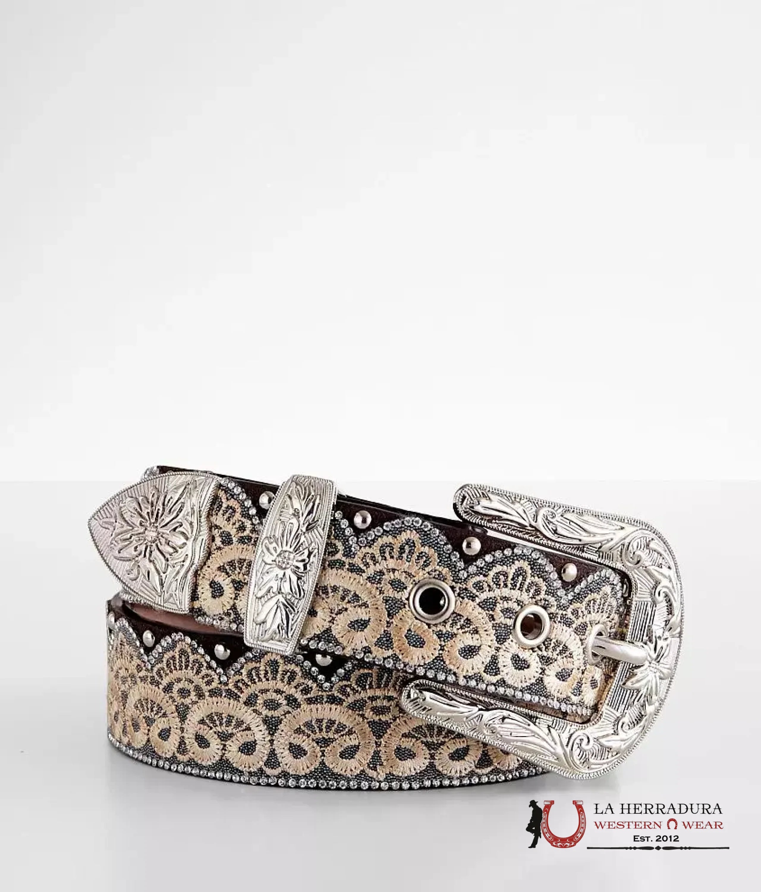 ANGEL RANCH BELT BROWN LACE BEDAZZLED- DA3650 CINTURONES MUJERES