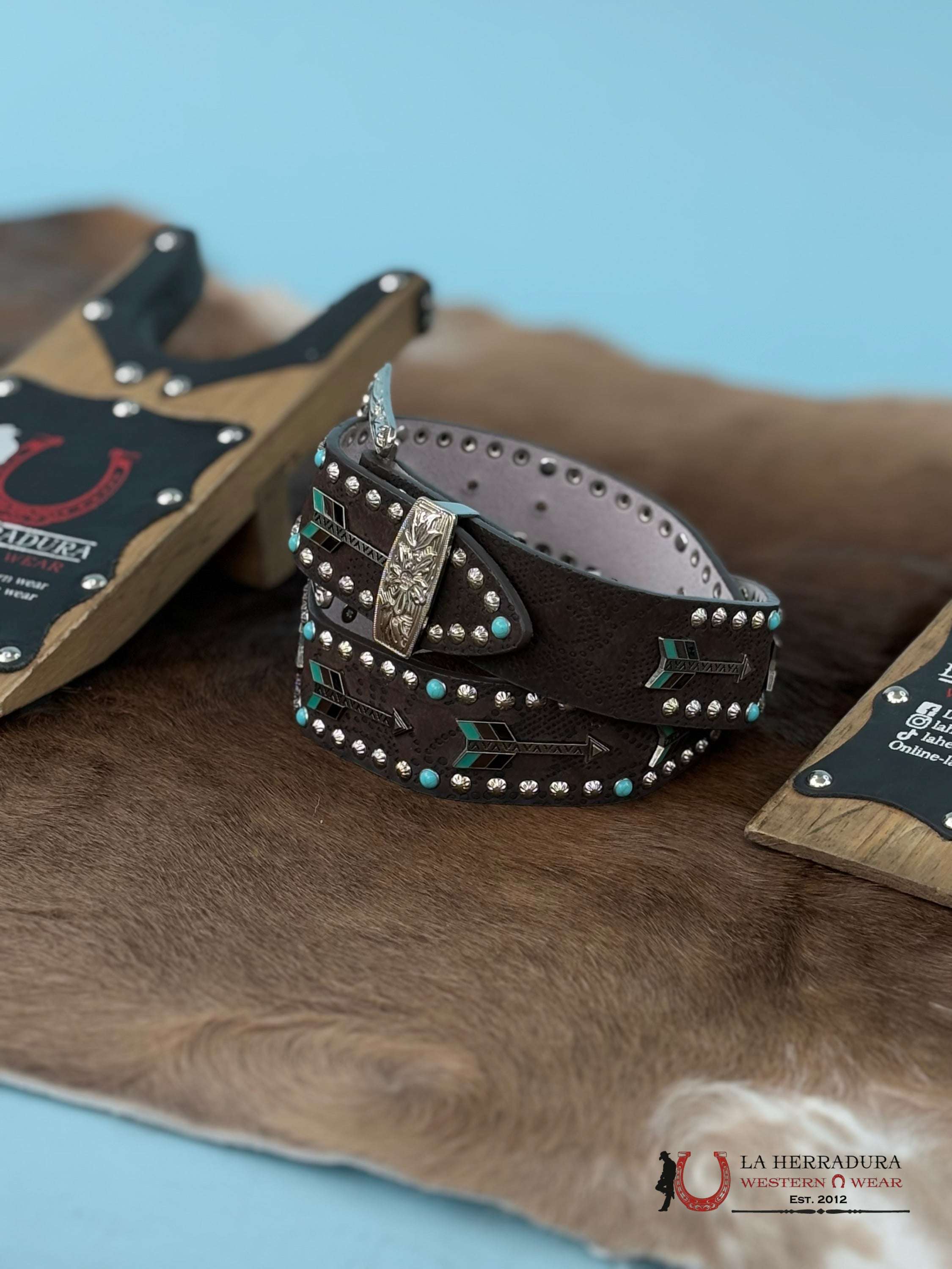 Angel Ranch Brown Arrow Jewl Belt Cinturones Mujeres