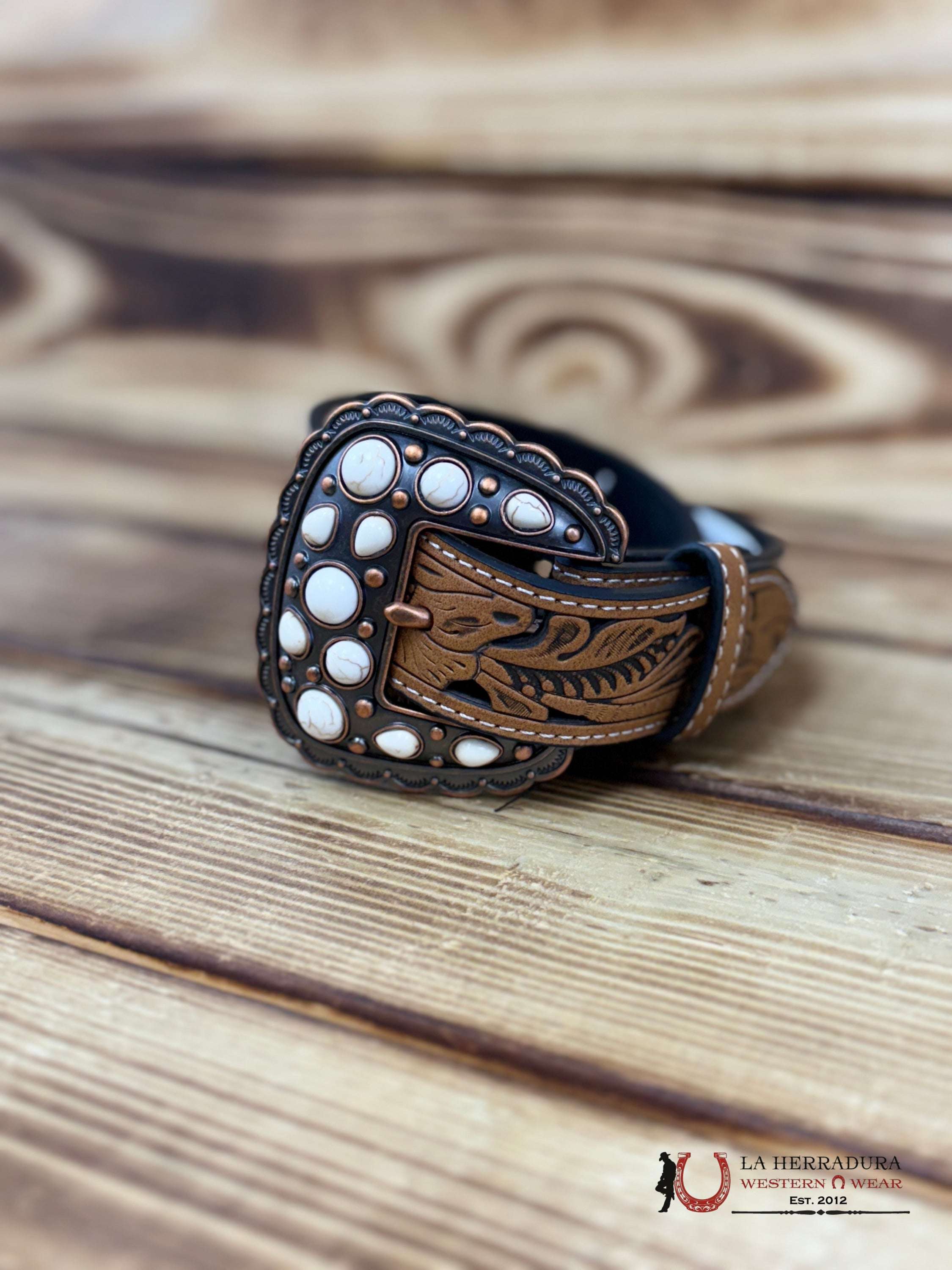 ANGEL RANCH BROWN FLORAL PRINT CUT OUT GIRLS BELT- D130004208 NIÑOS