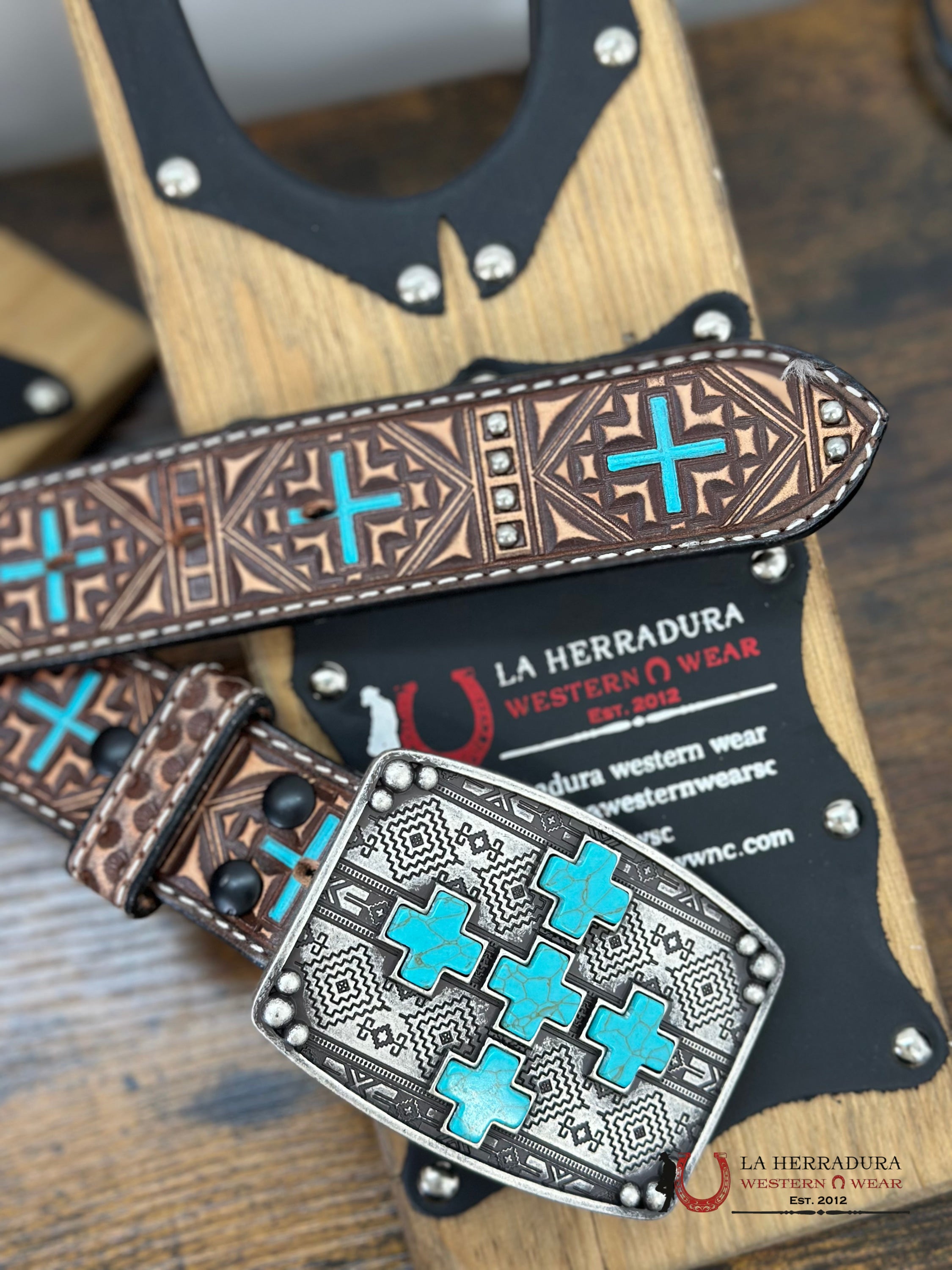 Angel Ranch Brown Tan Turq Paint Belt Cinturones Mujeres