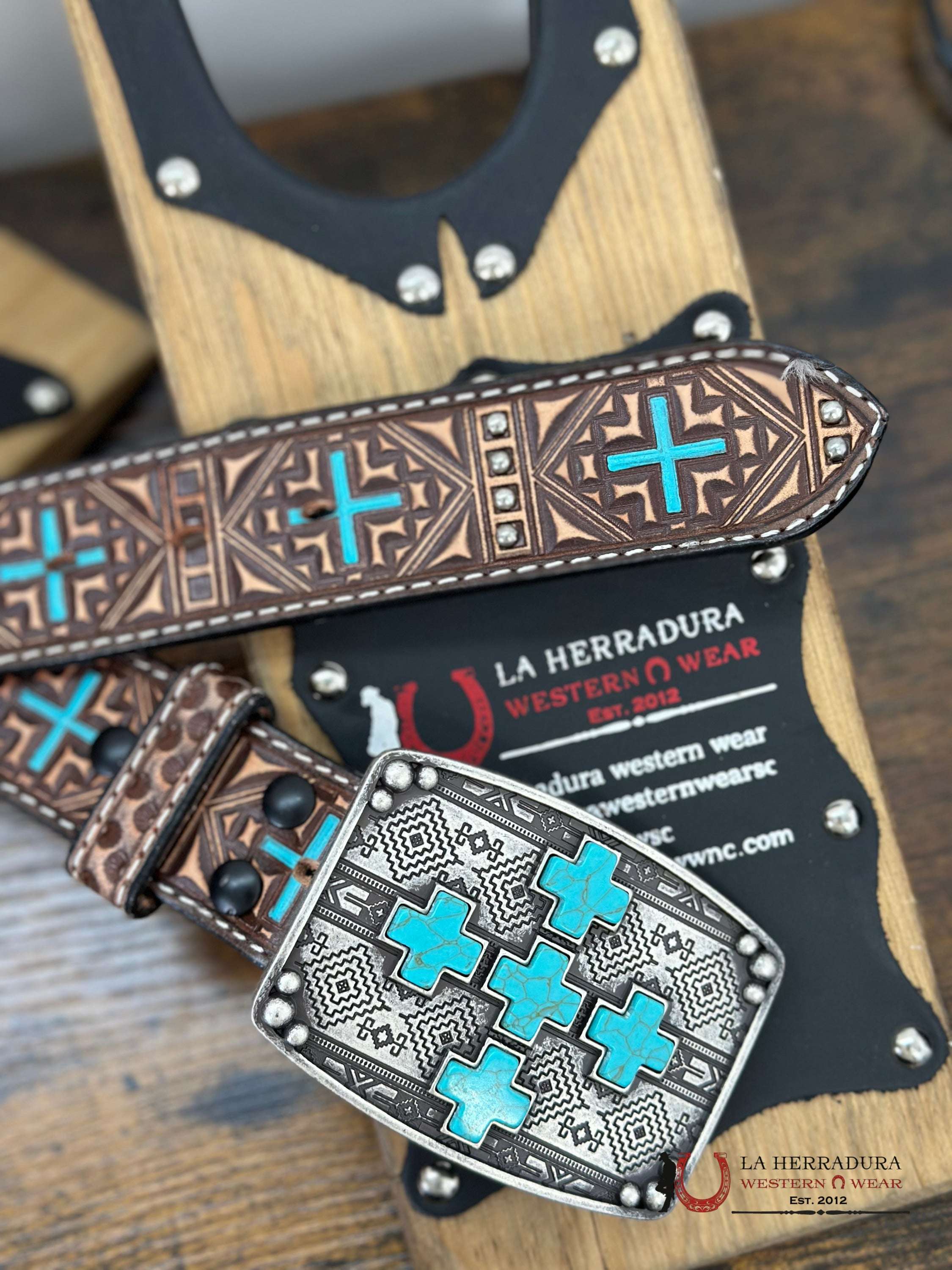 Angel Ranch Brown Tan Turq Paint Belt Cinturones Mujeres