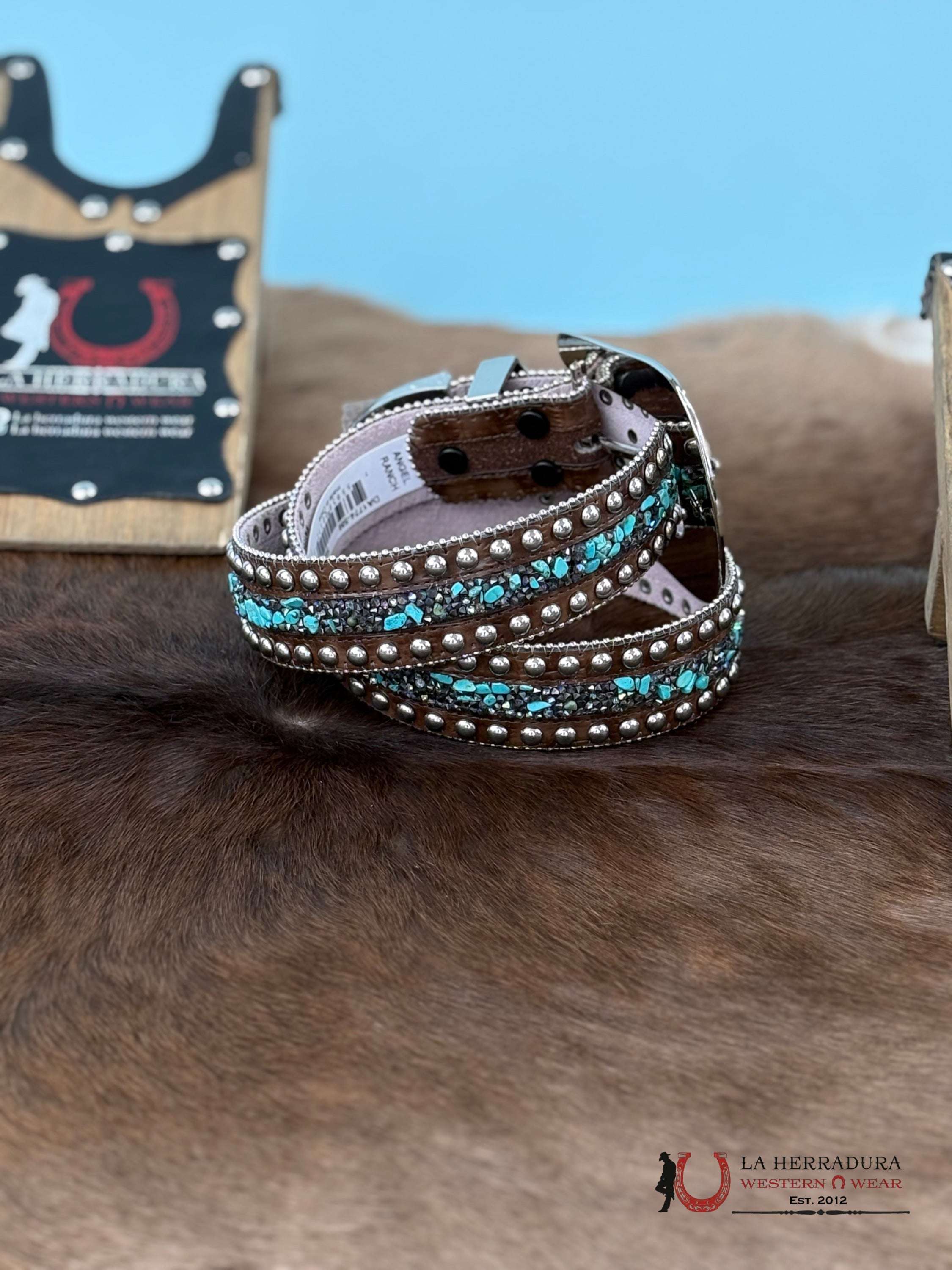 Angel Ranch Tourquoise Stud & Stone Belt Cinturones Mujeres