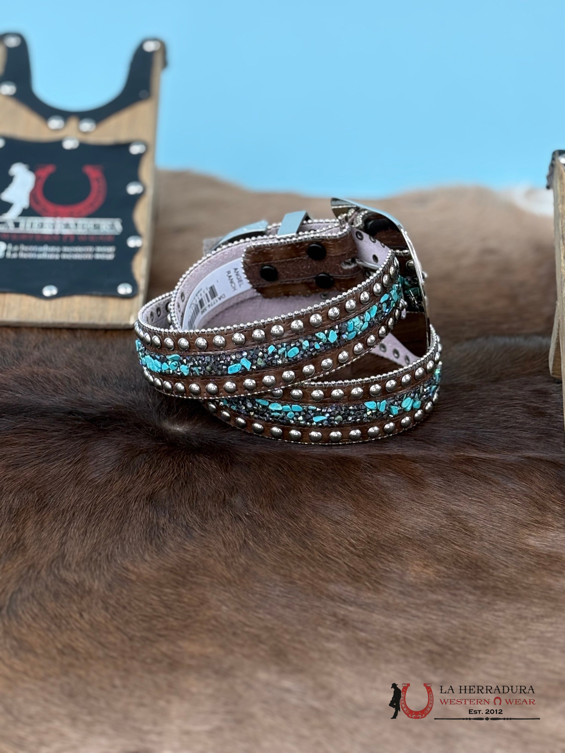 Angel Ranch Tourquoise Stud & Stone Belt Cinturones Mujeres