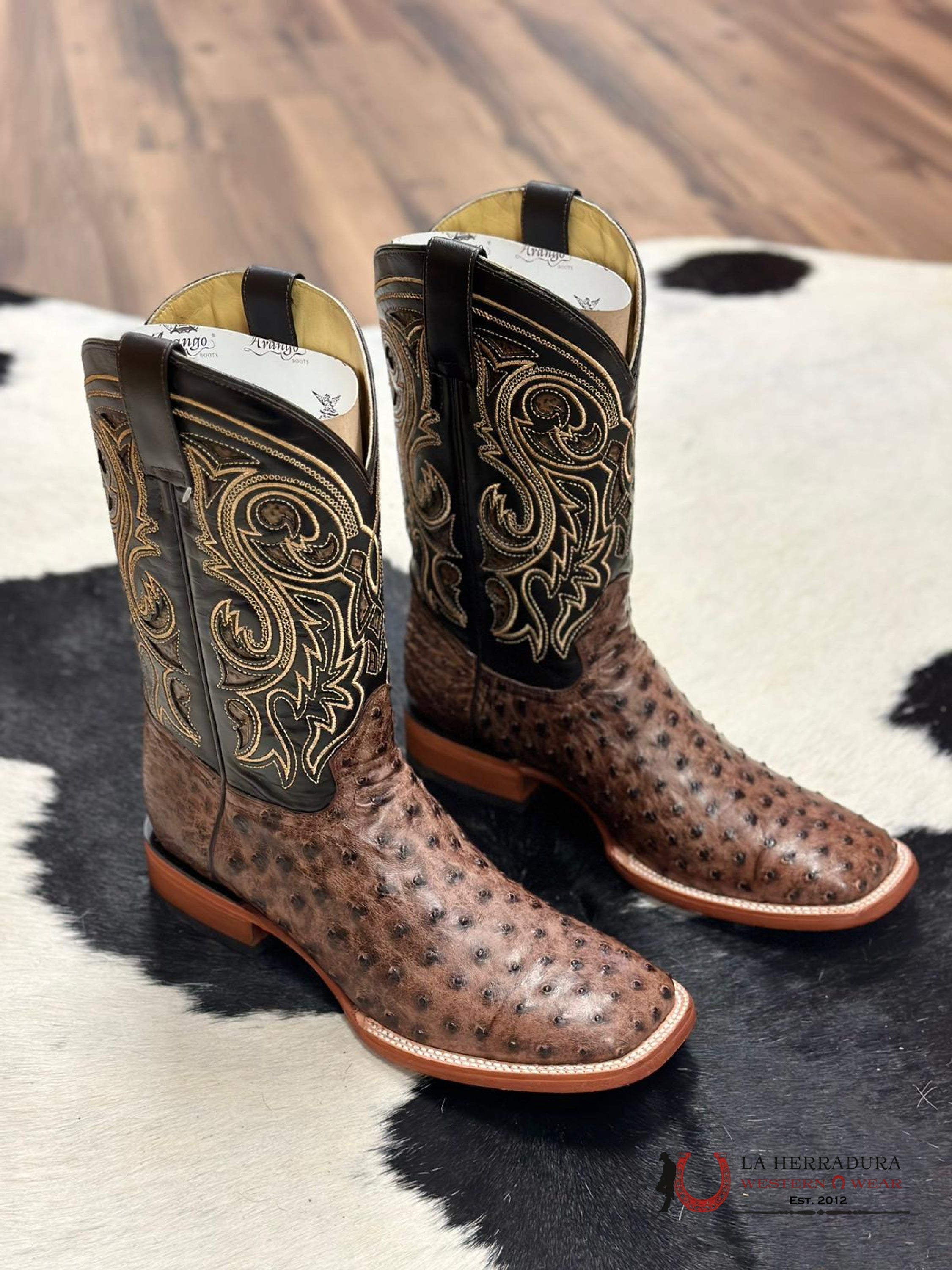 Arango Boots Pro-Rodeo Exotic Ostrich Tabaco Botas Hombres