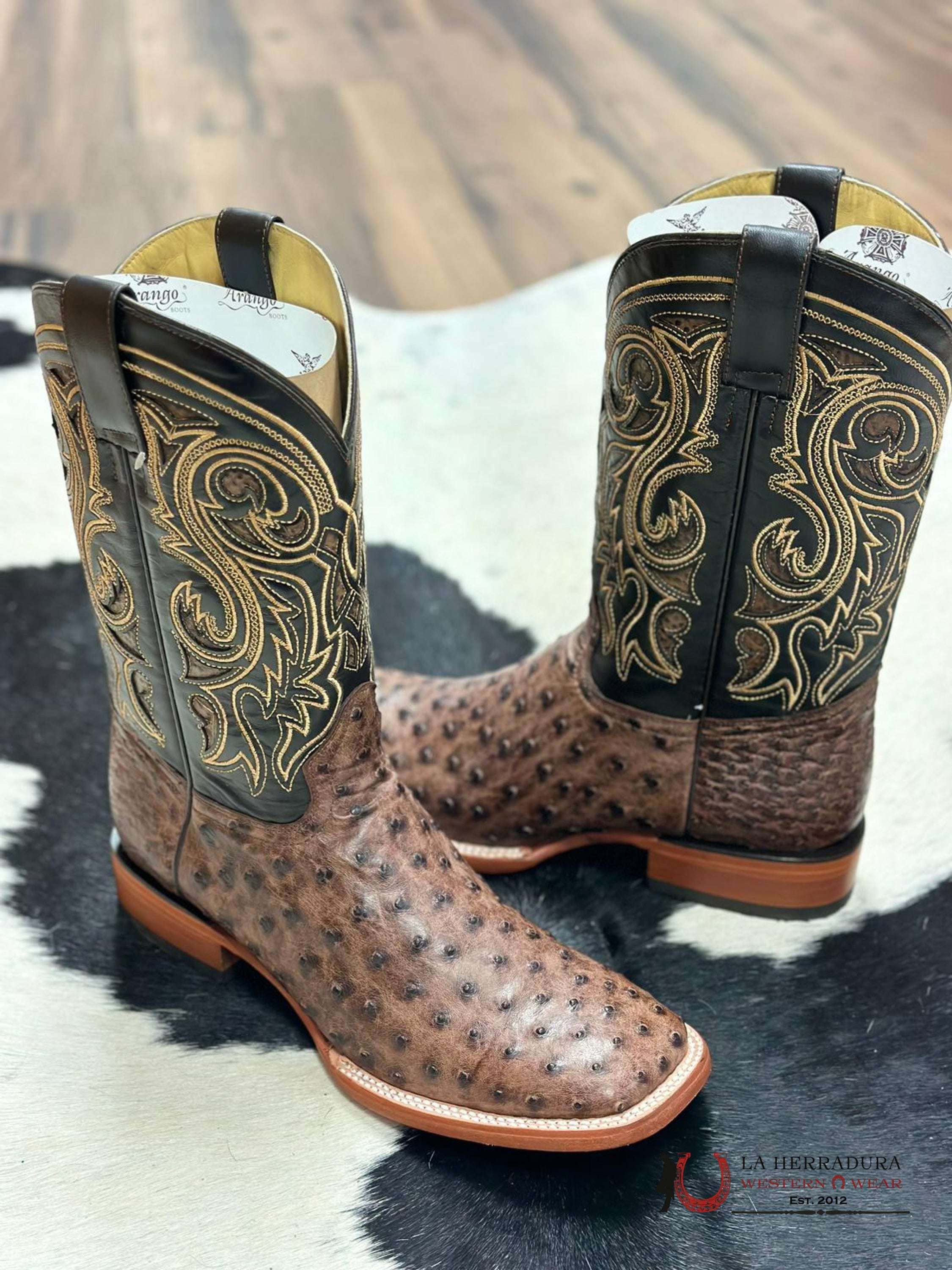 Arango Boots Pro-Rodeo Exotic Ostrich Tabaco Botas Hombres