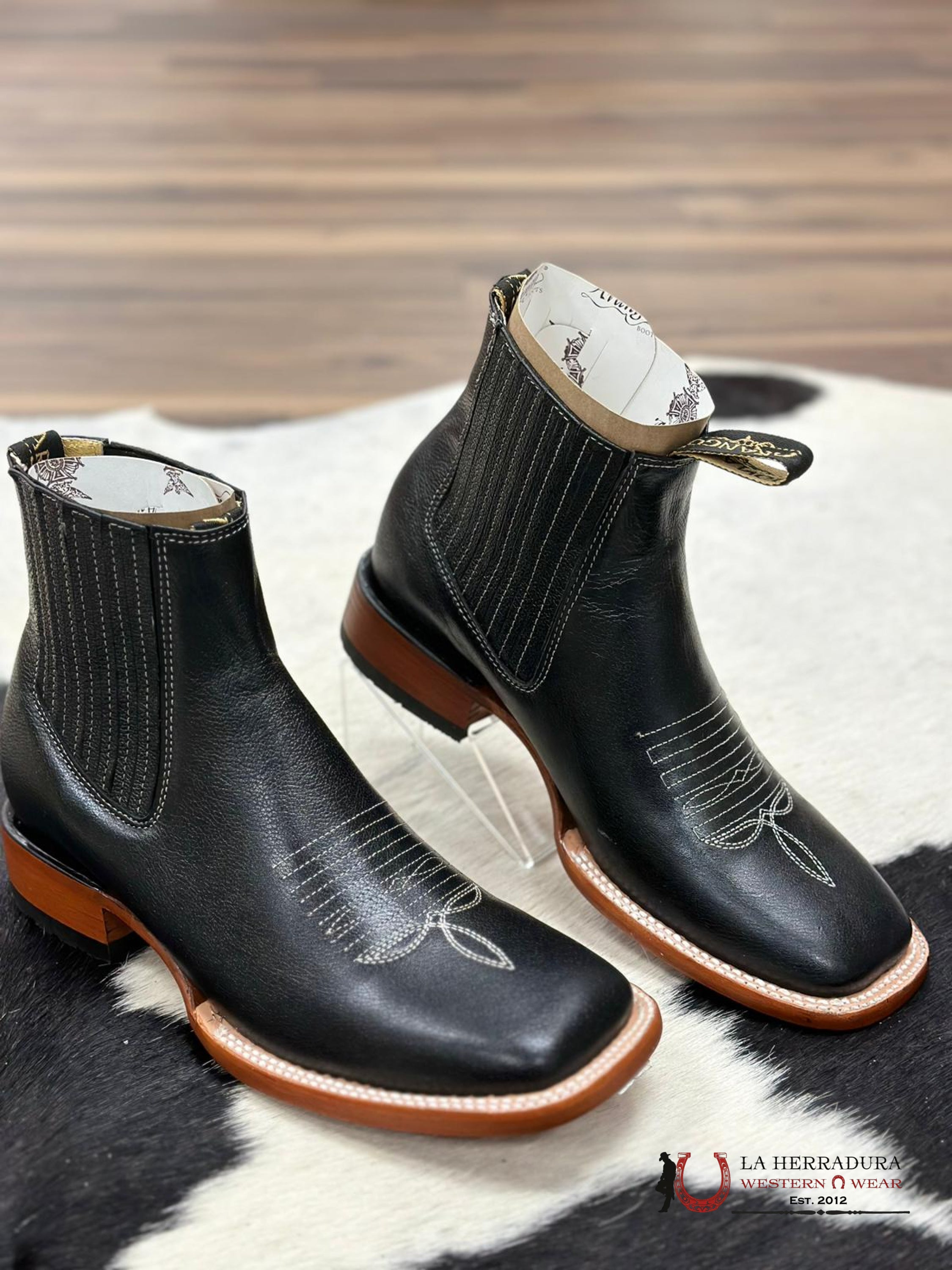 Arango Men’s Square Toe Botines Black Botas Hombres